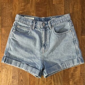 [GAP] Light Blue High-Rise Rolled Hem Denim Shorts